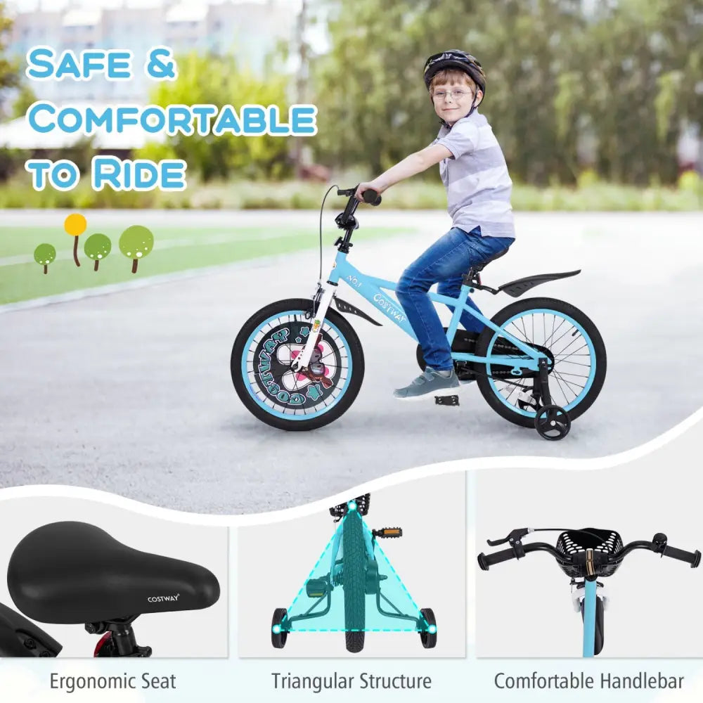 18 Inch Kids Bike with Adjustable Handlebar and Saddle for 4 - 8 Years Old - 18 inches - Oasis Home Essentials