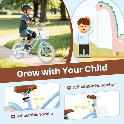 18 Inch Kids Bike with Adjustable Handlebar and Seat for 4 - 8 Year Old - Oasis Home Essentials