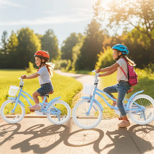 18 Inch Kids Bike with Adjustable Handlebar and Seat for 4-8 Year Old - Light Blue - Kids Bike