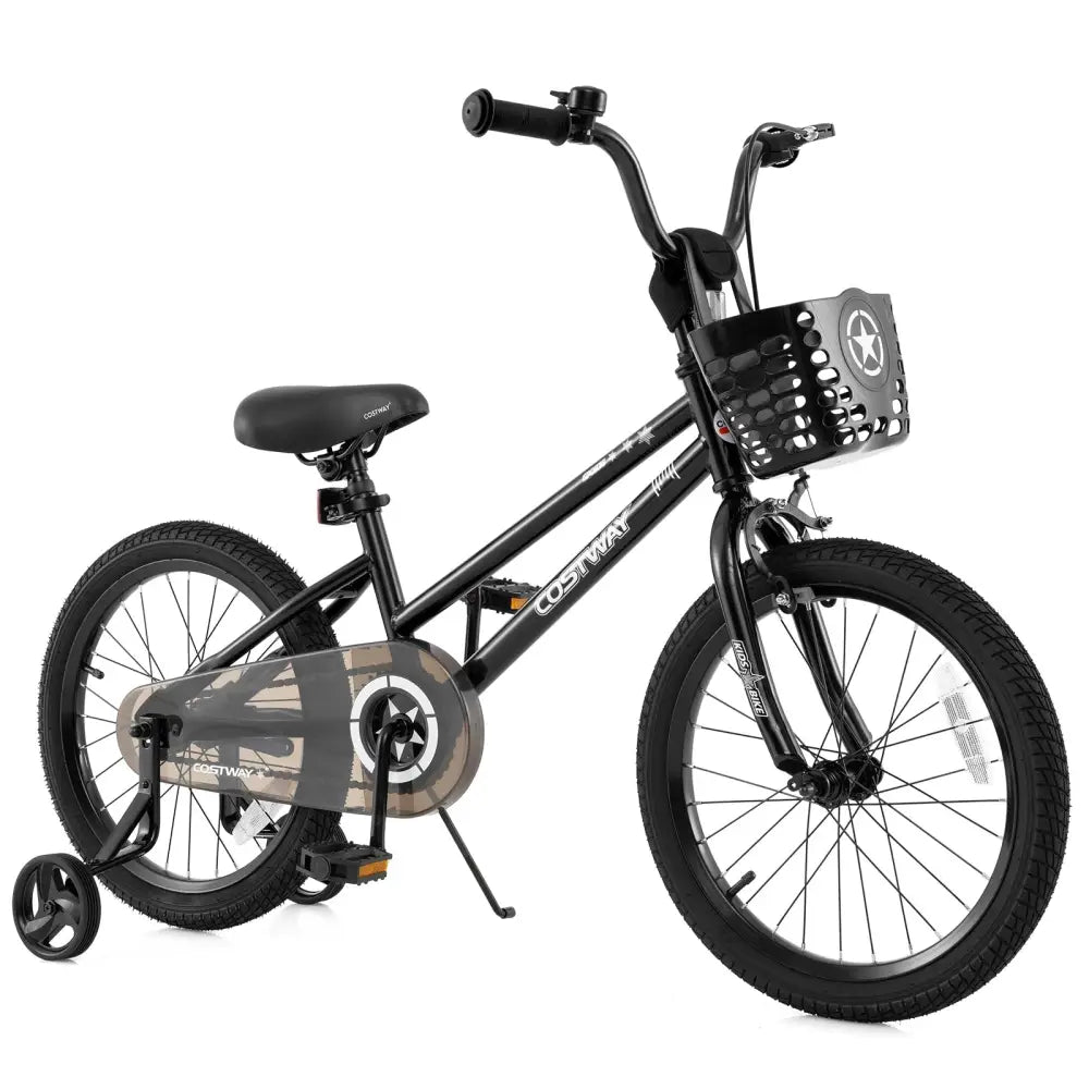 18 Inch Kids Bike with Basket and Training Wheels for Children Aged 4 - 8 Years Old - Oasis Home Essentials