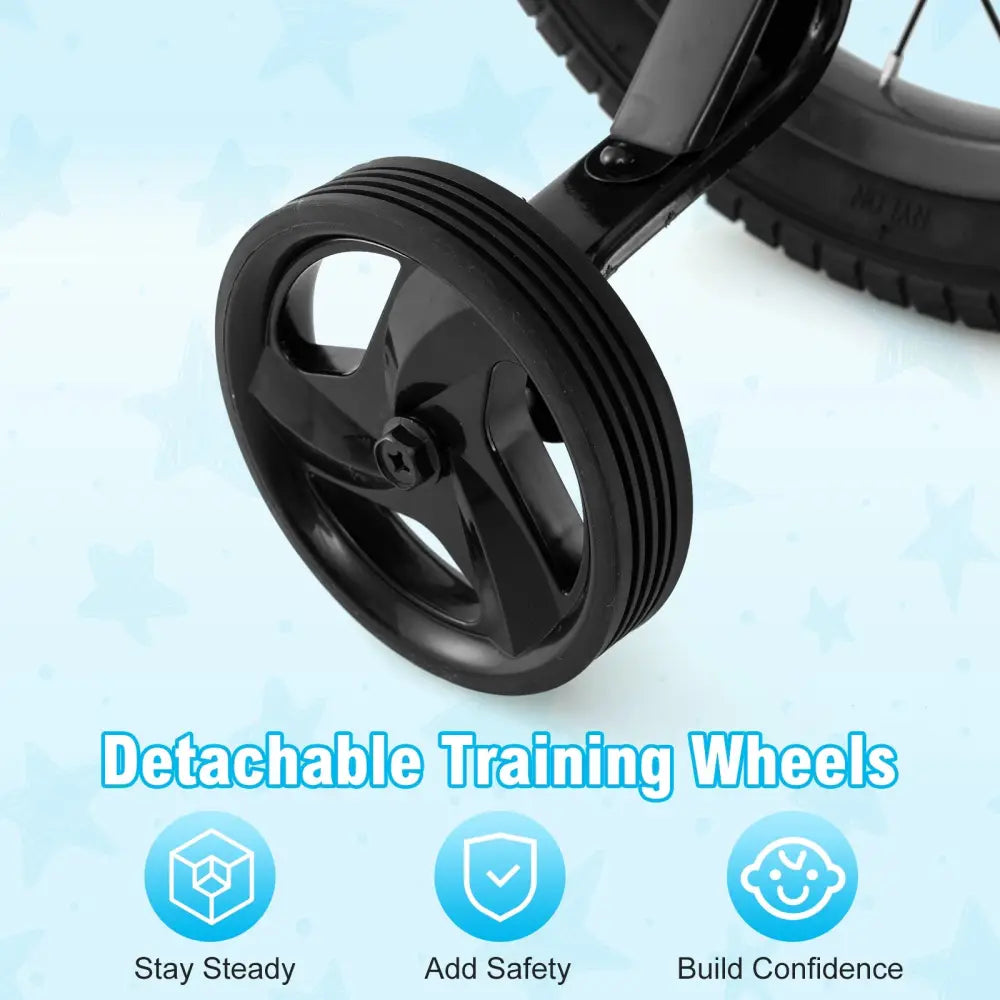 18 Inch Kids Bike with Basket and Training Wheels for Children Aged 4-8 Years Old - Black - Kids Bike