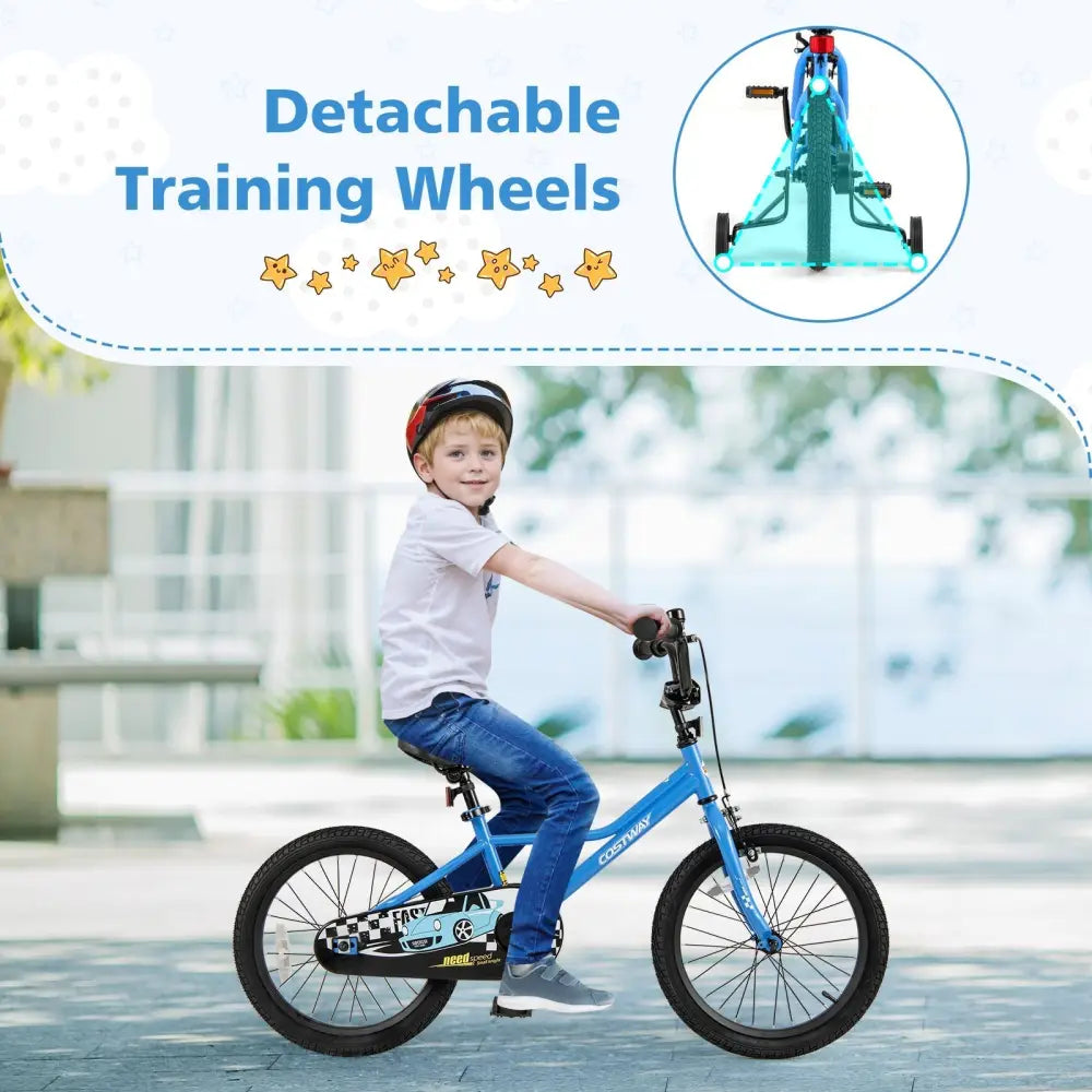 18 Inch Kids Bike with Removable Training Wheels for Aged 4 - 8 Years Old - Oasis Home Essentials