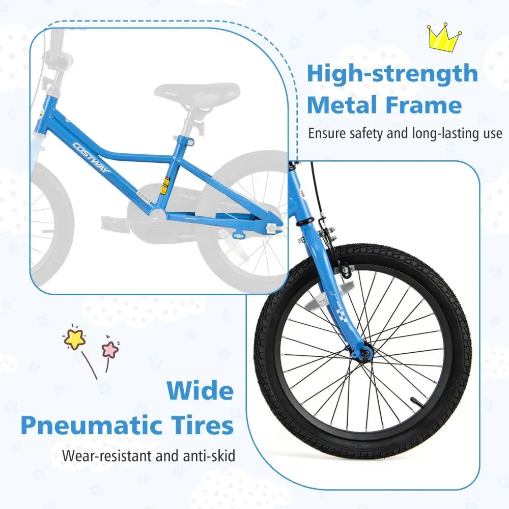 18 Inch Kids Bike with Removable Training Wheels for Aged 4 - 8 Years Old - Oasis Home Essentials