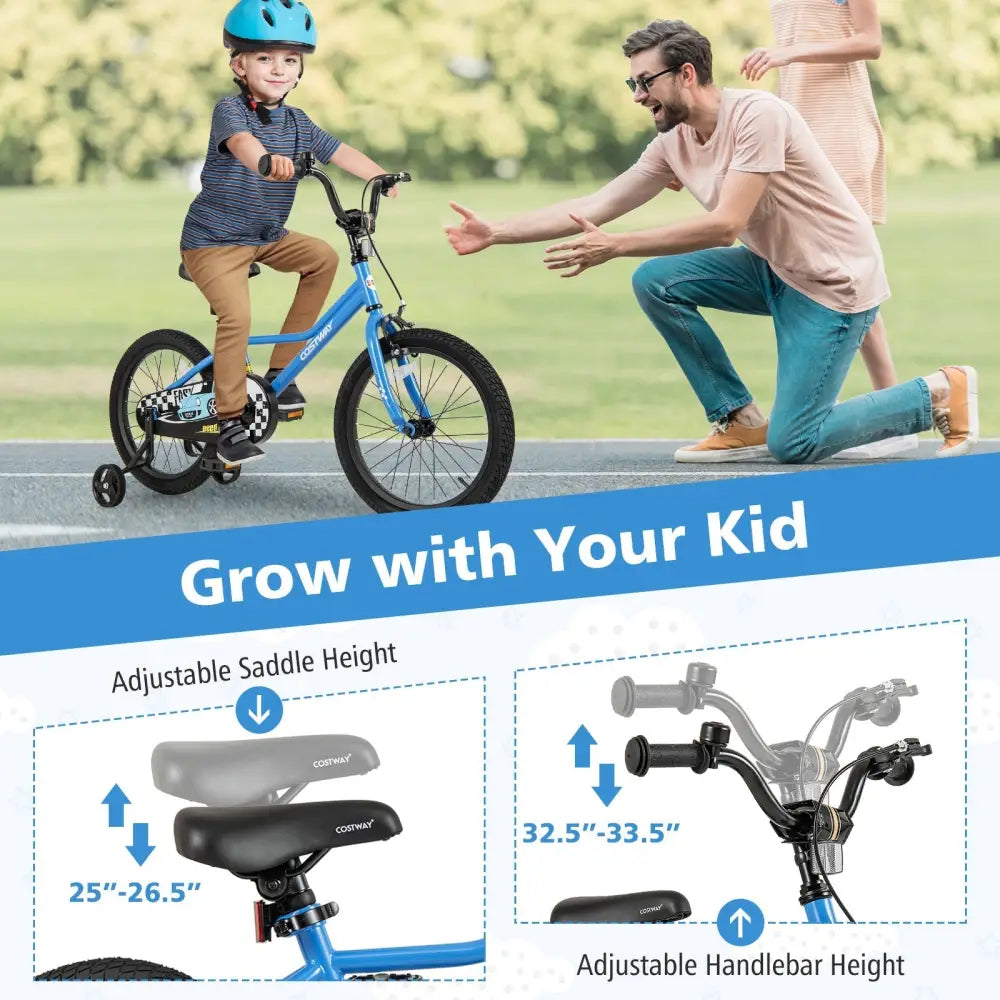 18 Inch Kids Bike with Removable Training Wheels for Aged 4 - 8 Years Old - Oasis Home Essentials