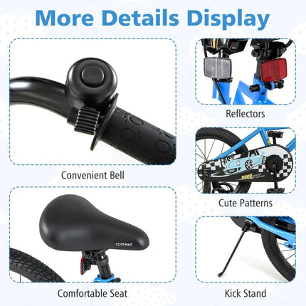 18 Inch Kids Bike with Removable Training Wheels for Aged 4 - 8 Years Old - Oasis Home Essentials