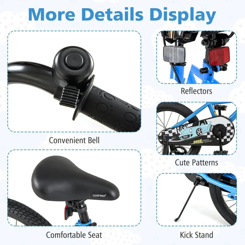 18 Inch Kids Bike with Removable Training Wheels for Aged 4 - 8 Years Old - Oasis Home Essentials