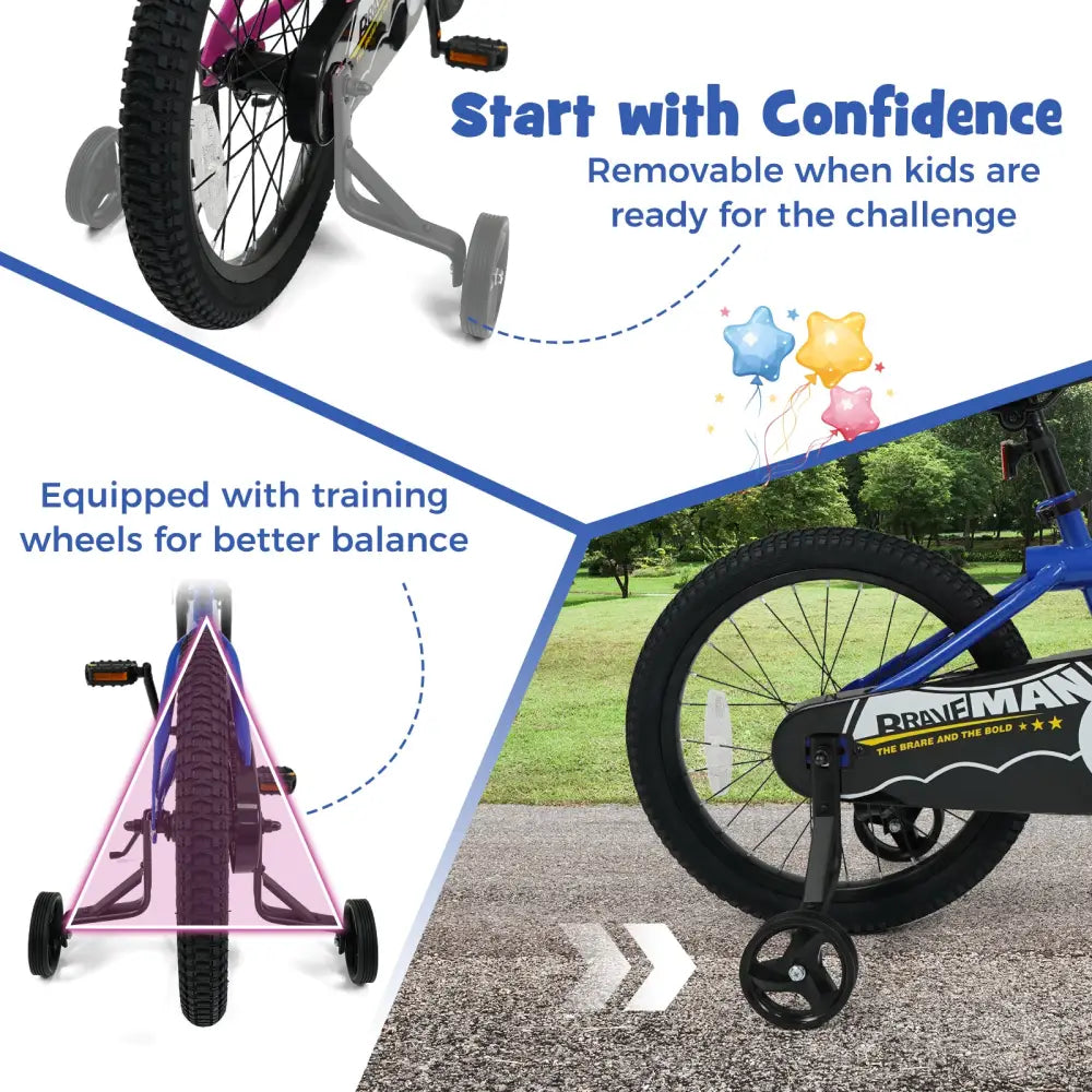 18-Inch Kids Bike with Removable Training Wheels Navy - Brave Hero - Navy - Kids Bike