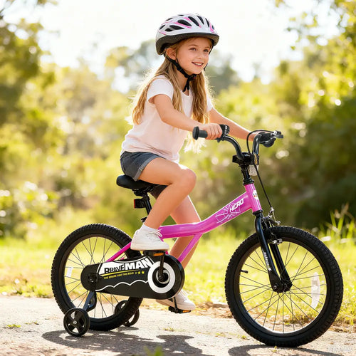 18-Inch Kids Bike with Removable Training Wheels Pink-Brave Hero - Kids Bike
