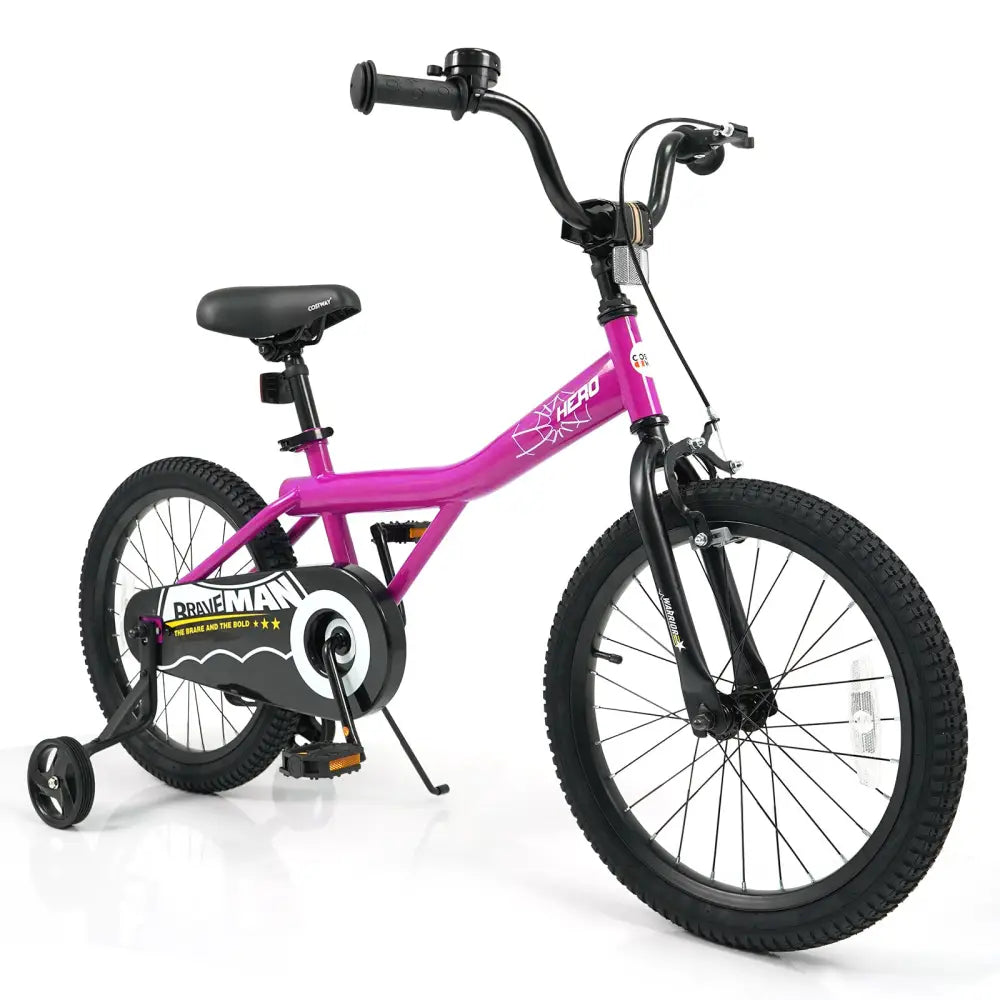 18-Inch Kids Bike with Removable Training Wheels Pink-Brave Hero - Kids Bike