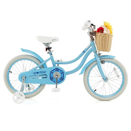 18 - Inch Kids Bike with Training Wheels and Adjustable Handlebar Seat - Blue - Oasis Home Essentials