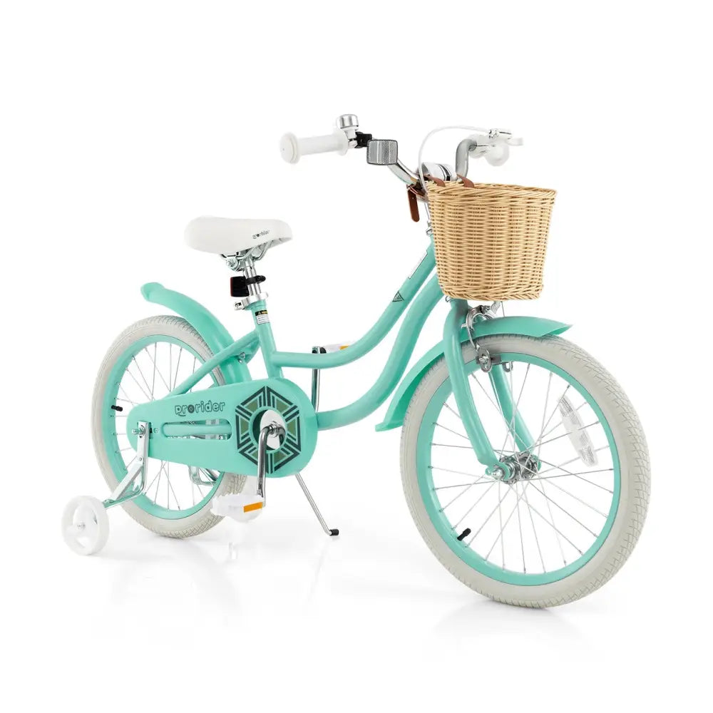 18 - Inch Kids Bike with Training Wheels and Adjustable Handlebar Seat - Green - Oasis Home Essentials