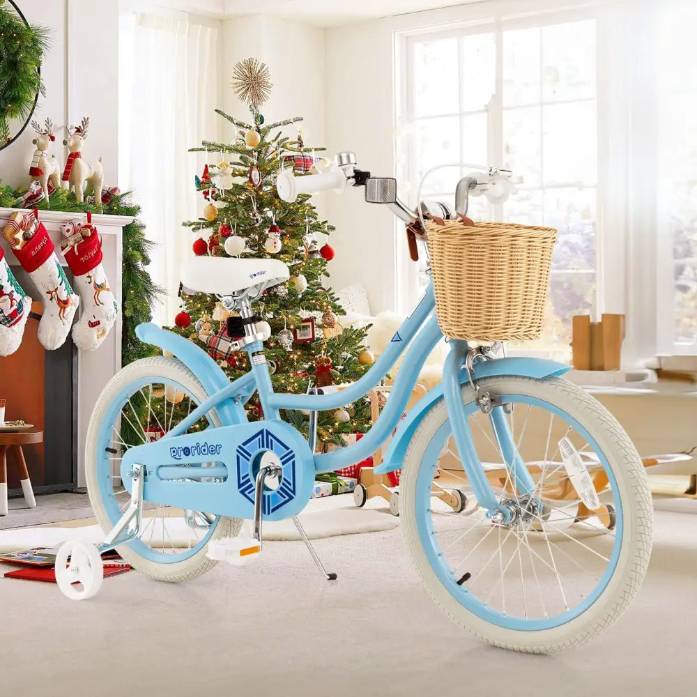 18 - Inch Kids Bike with Training Wheels and Adjustable Handlebar Seat - Blue - Oasis Home Essentials