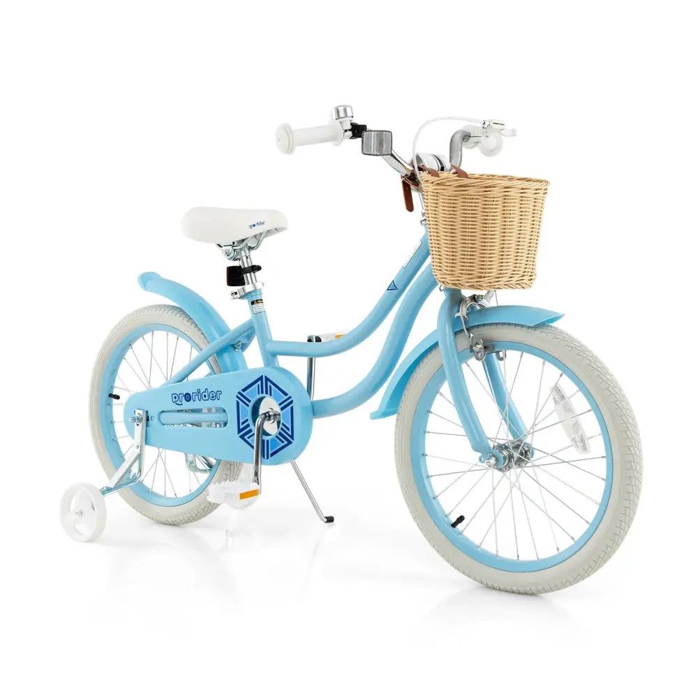 18 - Inch Kids Bike with Training Wheels and Adjustable Handlebar Seat - Blue - Oasis Home Essentials