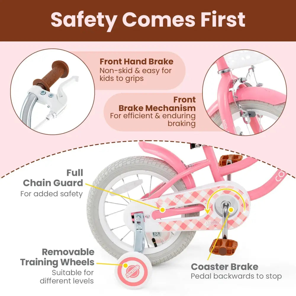 18 Inch Kids Bike with Training Wheels and Basket for Boys Girls 4 - 8 Years Old - 18 inches - Oasis Home Essentials