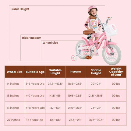 18 Inch Kids Bike with Training Wheels and Basket for Boys Girls 4 - 8 Years Old - 18 inches - Oasis Home Essentials