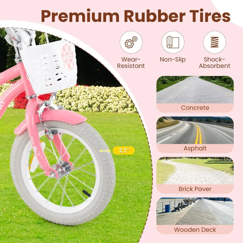 18 Inch Kids Bike with Training Wheels and Basket for Boys Girls 4 - 8 Years Old - 18 inches - Oasis Home Essentials