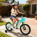 18 Inch Kids Bike with Training Wheels and Basket Green Color - Kids Bike