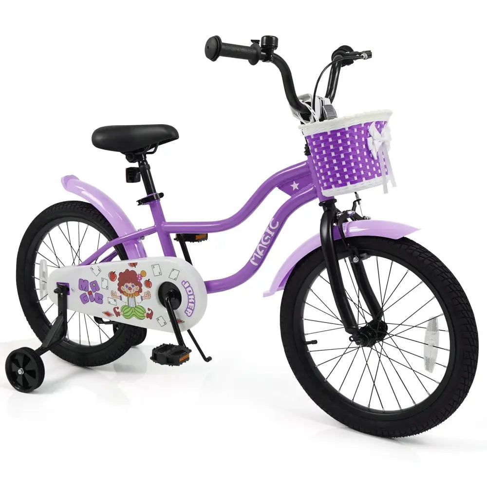 18 Inch Kids Bike with Training Wheels for Aged 3-8 Years Old - Magic Purple - Purple - Kids Bike