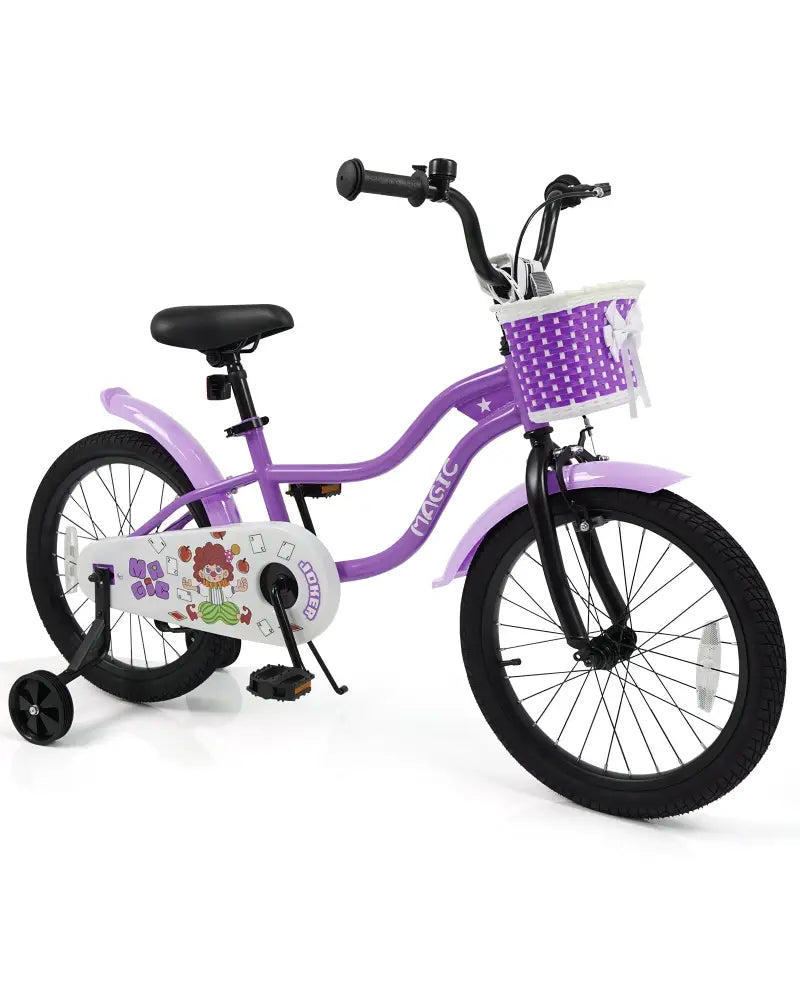 18 Inch Kids Bike with Training Wheels for Aged 3-8 Years Old - Magic Purple - Purple - Kids Bike