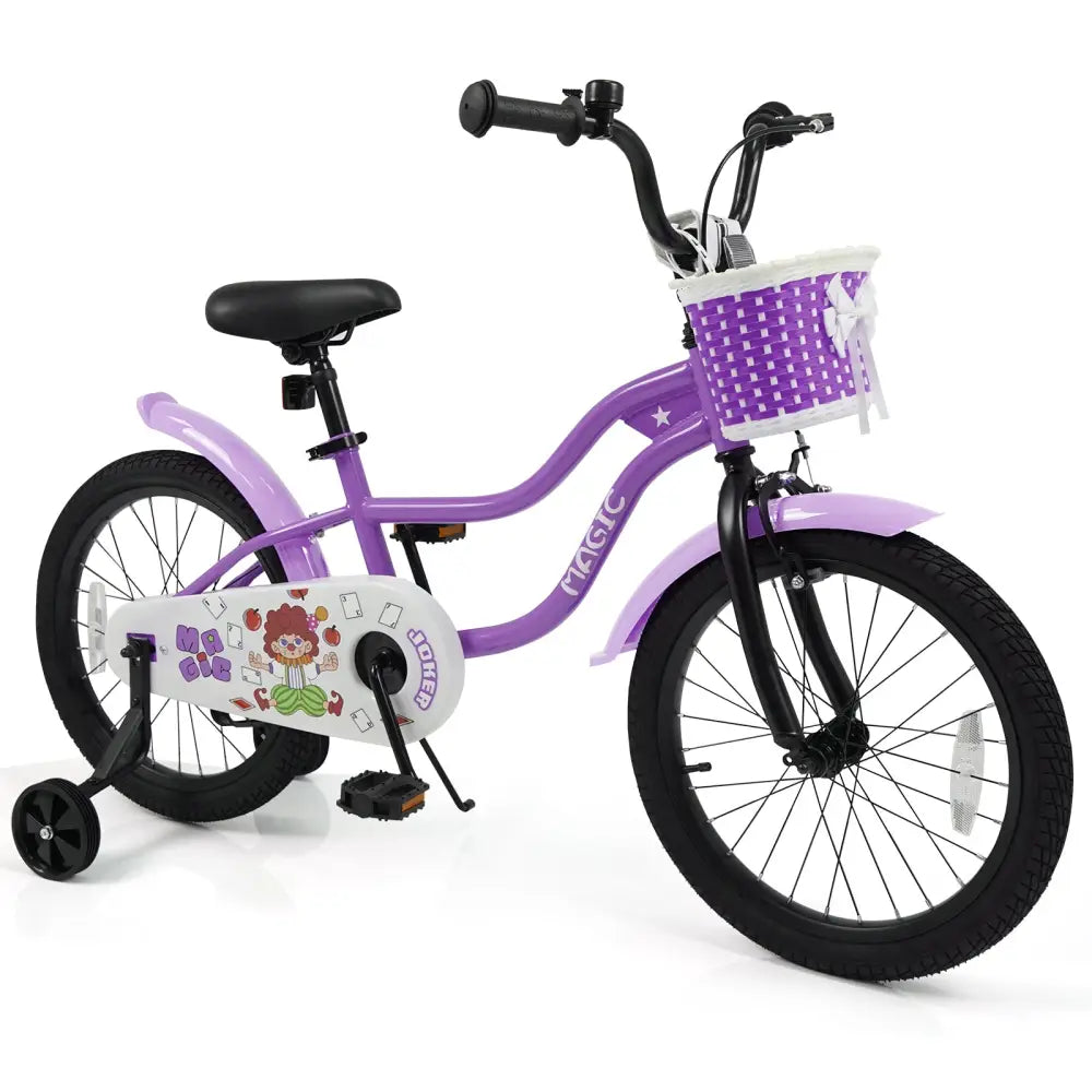 18 Inch Kids Bike with Training Wheels for Aged 3-8 Years Old - Magic Purple - Purple - Kids Bike
