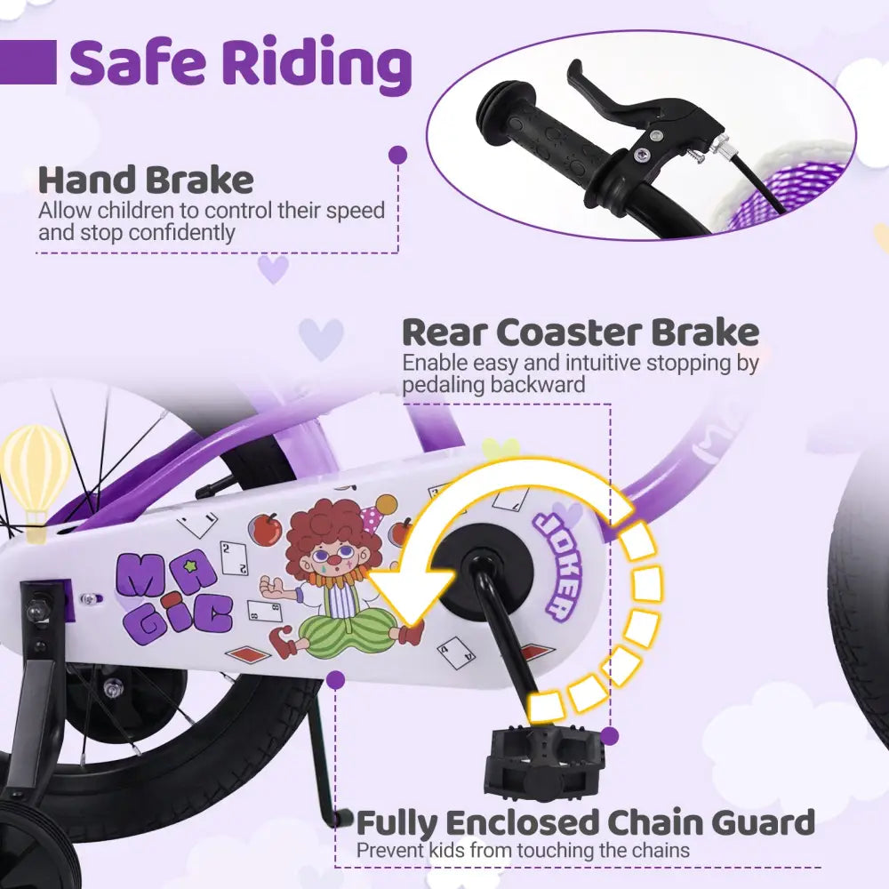 18 Inch Kids Bike with Training Wheels for Aged 3-8 Years Old - Magic Purple - Purple - Kids Bike
