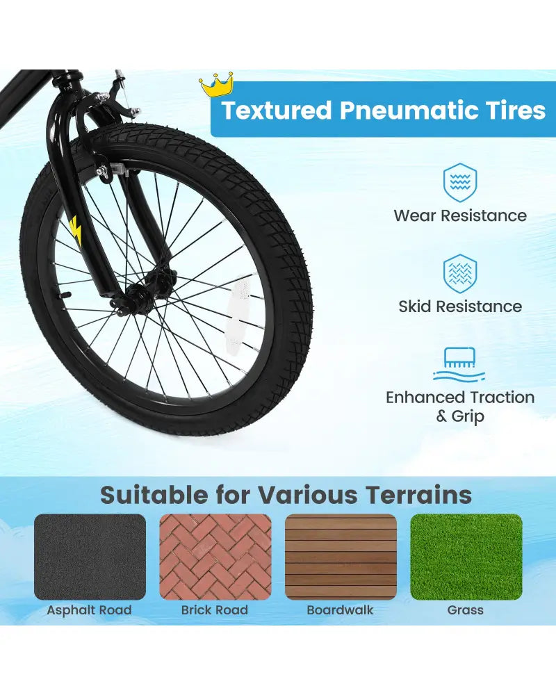 18 Inch Kids Bike with Training Wheels for Ages 4-8 Years Old Black- Street Art Time - Black - Kids Bike
