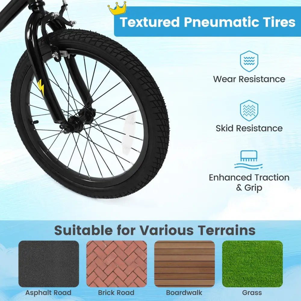 18 Inch Kids Bike with Training Wheels for Ages 4-8 Years Old Black- Street Art Time - Black - Kids Bike
