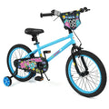 18 Inch Kids Bike with Training Wheels for Ages 4-8 Years Old Blue- Street Art Time - Blue - Kids Bike
