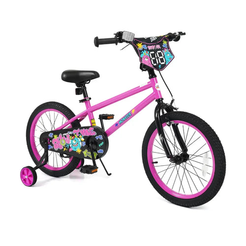 18 Inch Kids Bike with Training Wheels for Ages 4-8 Years Old Pink- Street Art Time - Pink - Kids Bike