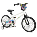 18 Inch Kids Bike with Training Wheels for Ages 4 - 8 Years Old White - Street Art Time - Oasis Home Essentials