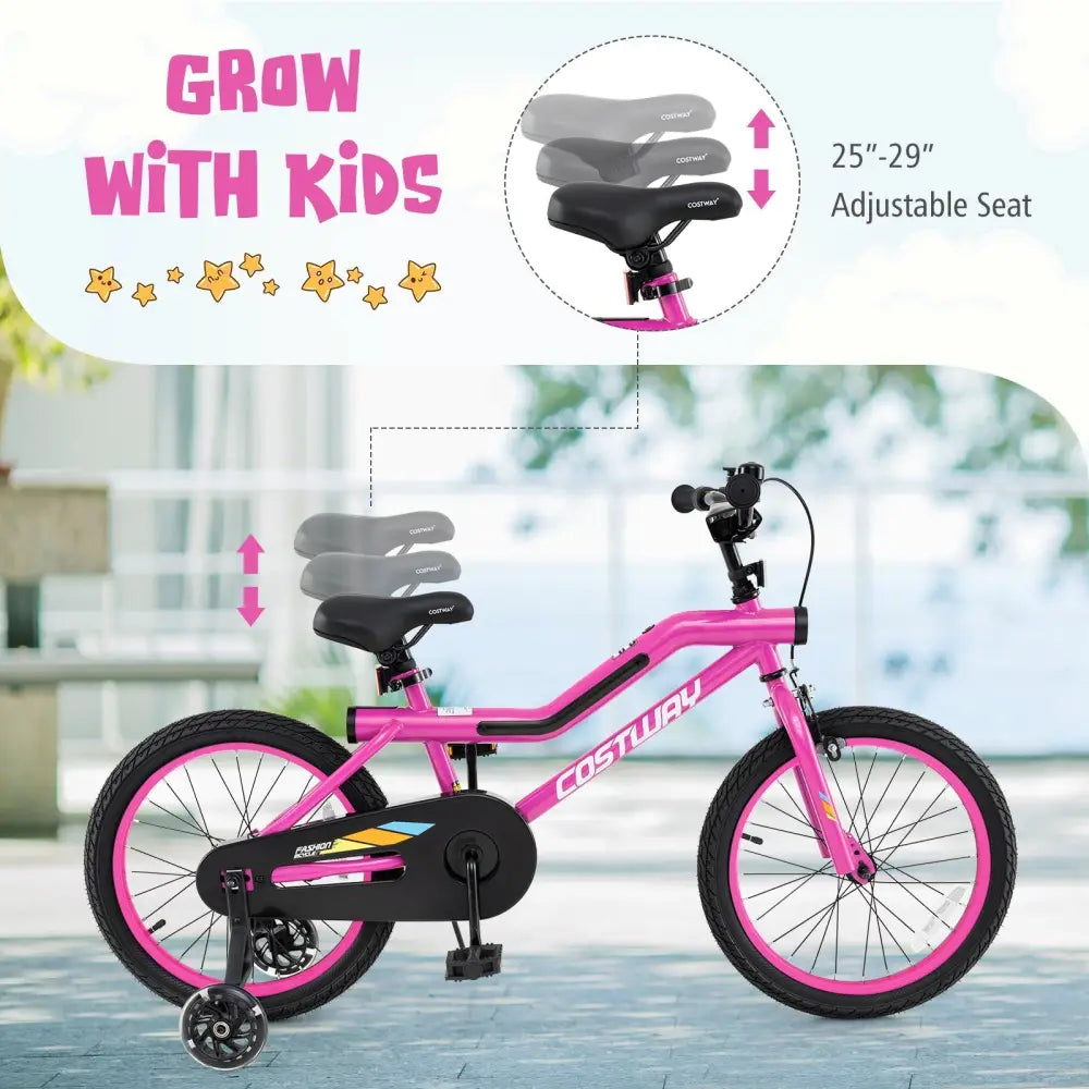 18 Inch LED Lighted Kids Bike with Training Wheels and Headlight for Ages 4 - 8 Years - 18 inches - Oasis Home Essentials