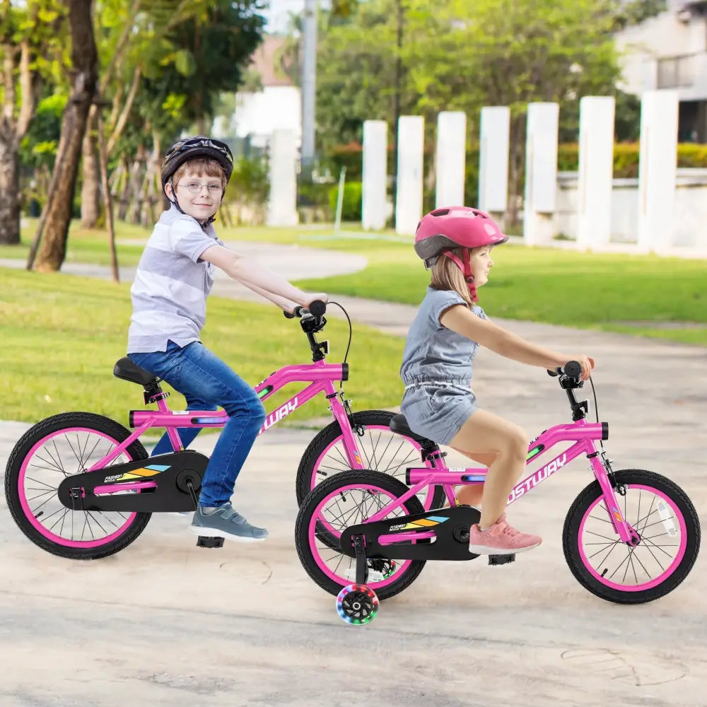 18 Inch LED Lighted Kids Bike with Training Wheels and Headlight for Ages 4 - 8 Years - 18 inches - Oasis Home Essentials