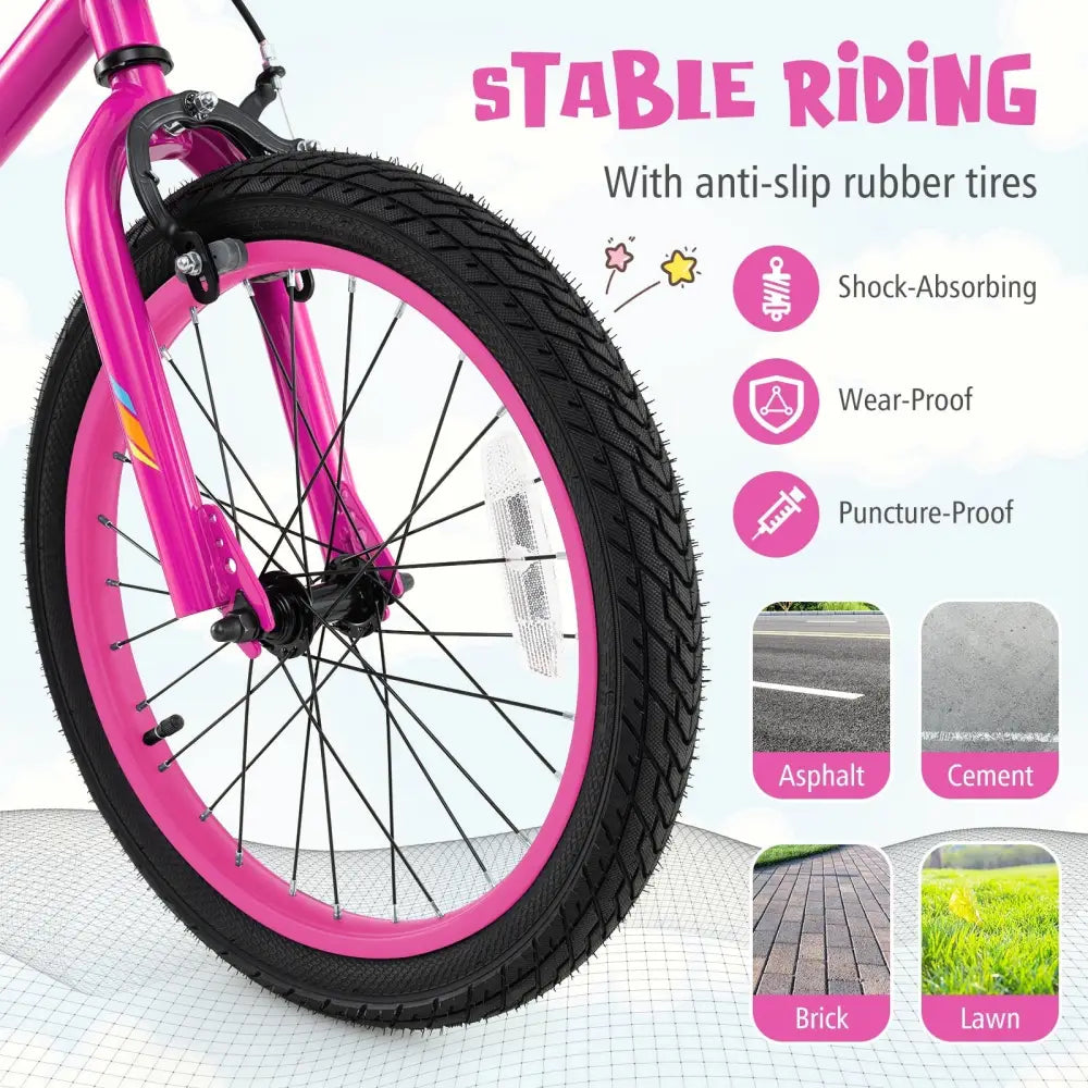 18 Inch LED Lighted Kids Bike with Training Wheels and Headlight for Ages 4 - 8 Years - 18 inches - Oasis Home Essentials