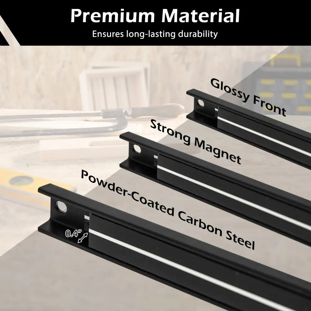 18 Inch Magnetic Tool Holder Strip with Mounting Screws-Black - Black - Garages