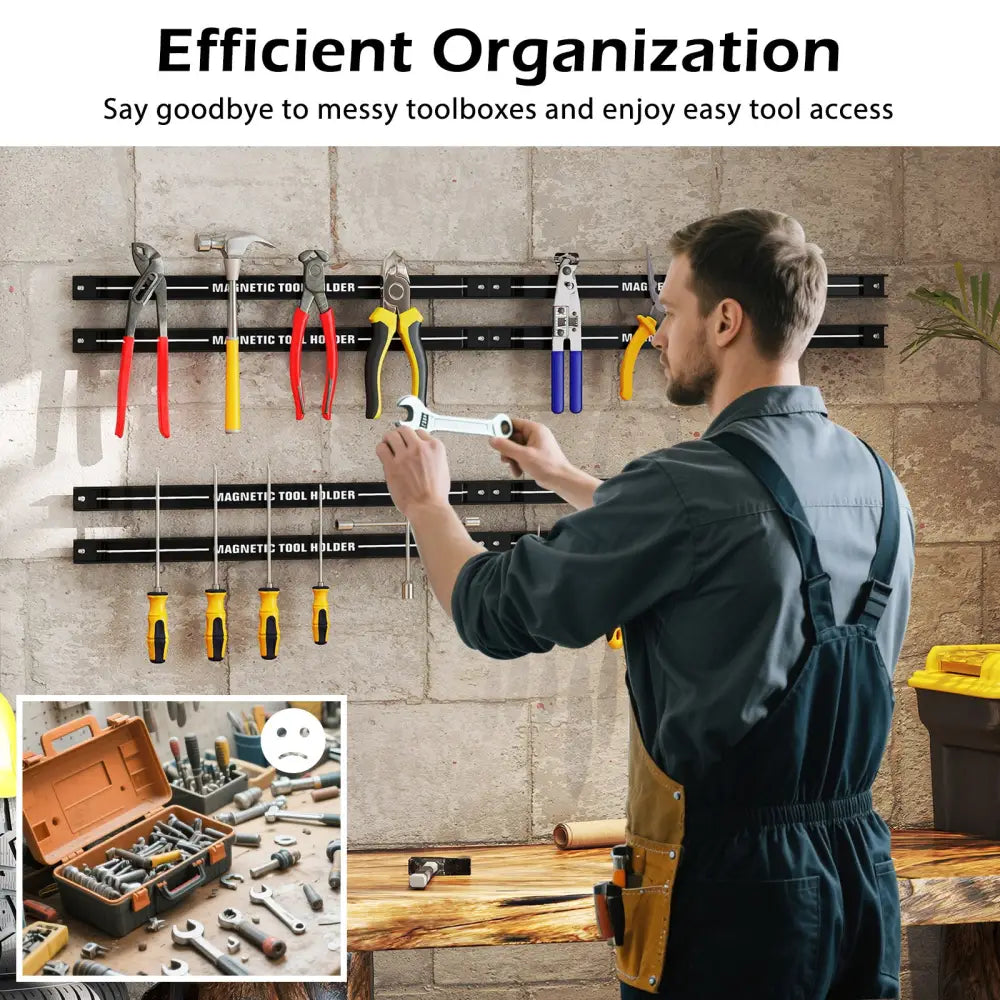 18 Inch Magnetic Tool Holder Strip with Mounting Screws-Black - Black - Garages