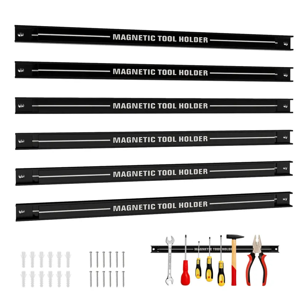 18 Inch Magnetic Tool Holder Strip with Mounting Screws-Black - Black - Garages