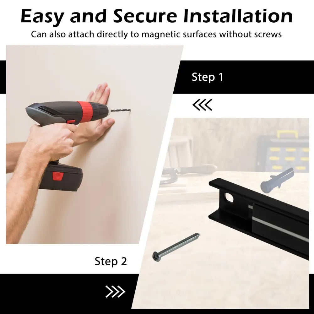 18 Inch Magnetic Tool Holder Strip with Mounting Screws-Black - Black - Garages