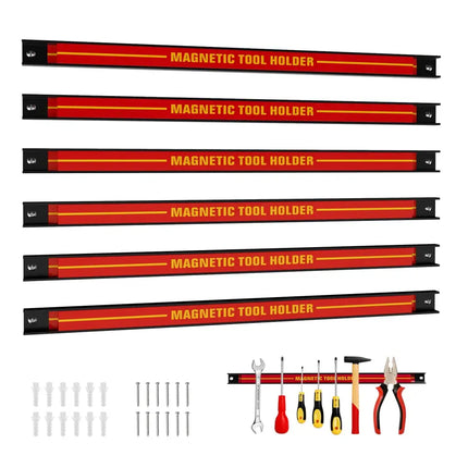 18 Inch Magnetic Tool Holder Strip with Mounting Screws-Red - Red - Garages