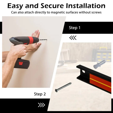 18 Inch Magnetic Tool Holder Strip with Mounting Screws-Red - Red - Garages