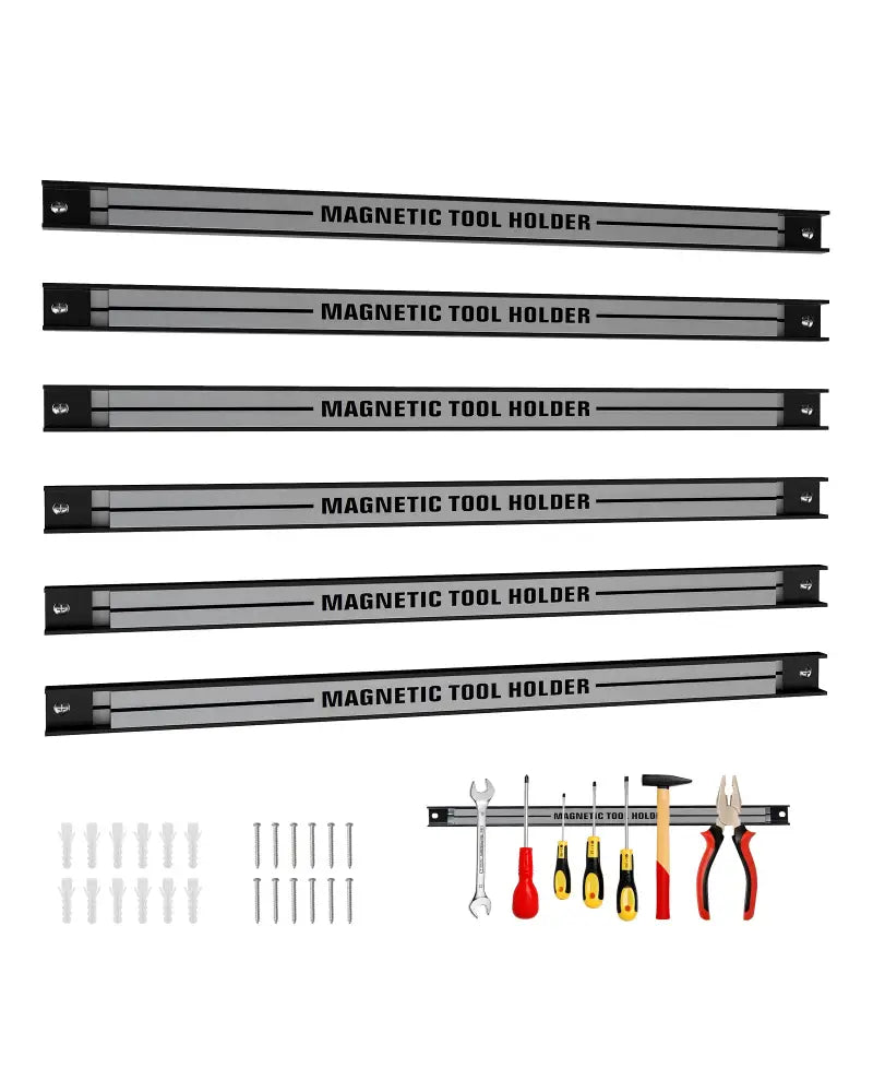 18 Inch Magnetic Tool Holder Strip with Mounting Screws-Silver - Silver - Garages
