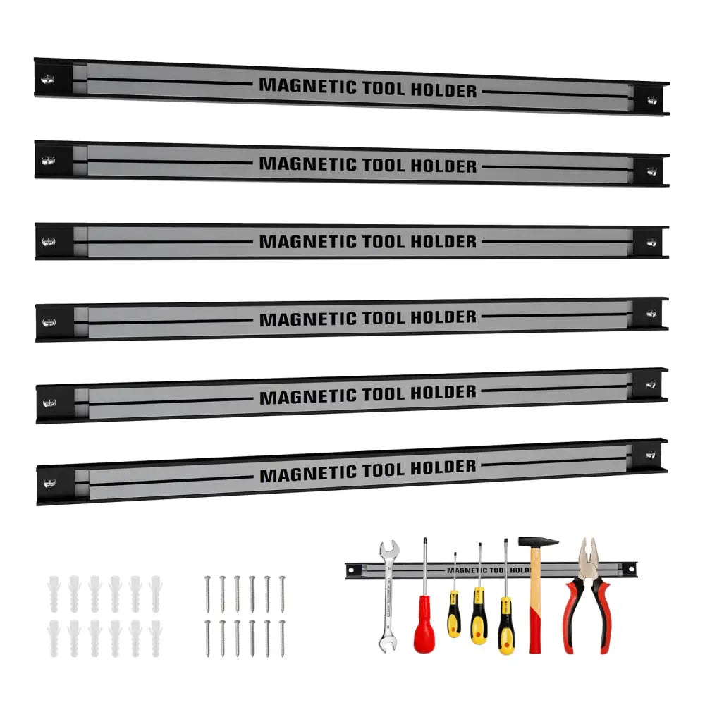 18 Inch Magnetic Tool Holder Strip with Mounting Screws-Silver - Silver - Garages