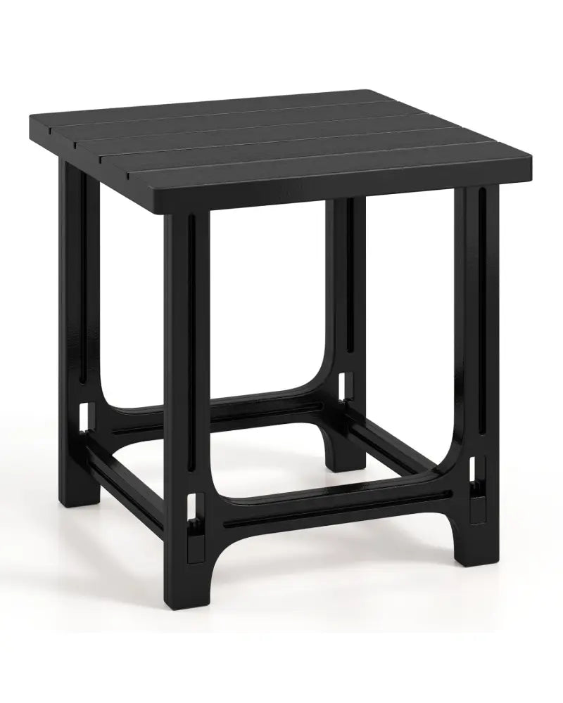 18 Inch Outdoor Adirondack Side Table with Slatted Surface-Black - Black - Patio Coffee Tables