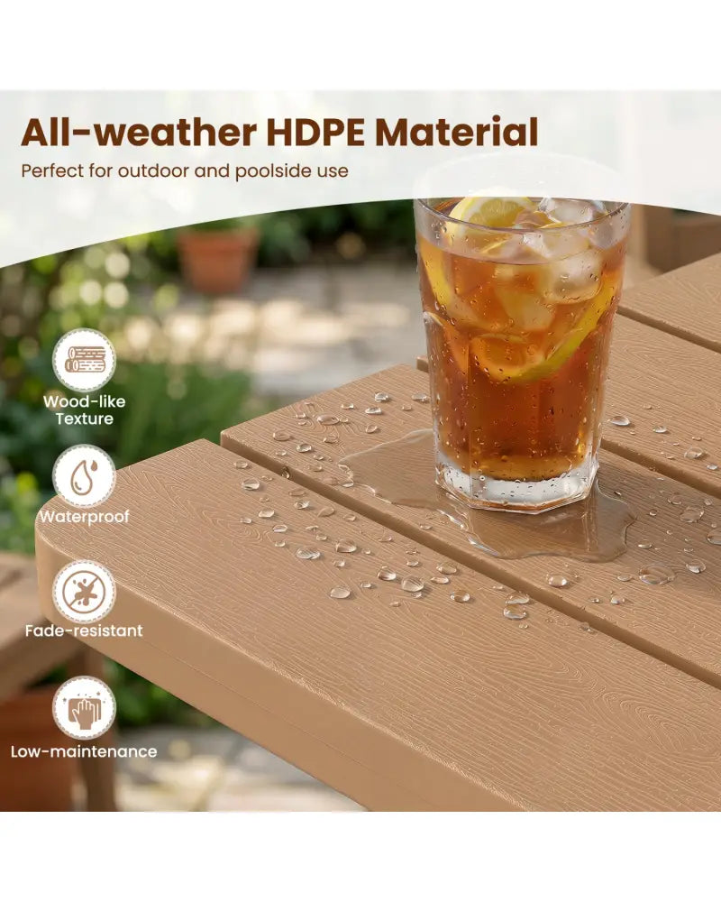 18 Inch Outdoor Adirondack Side Table with Slatted Surface-Brown - Brown - Patio Coffee Tables
