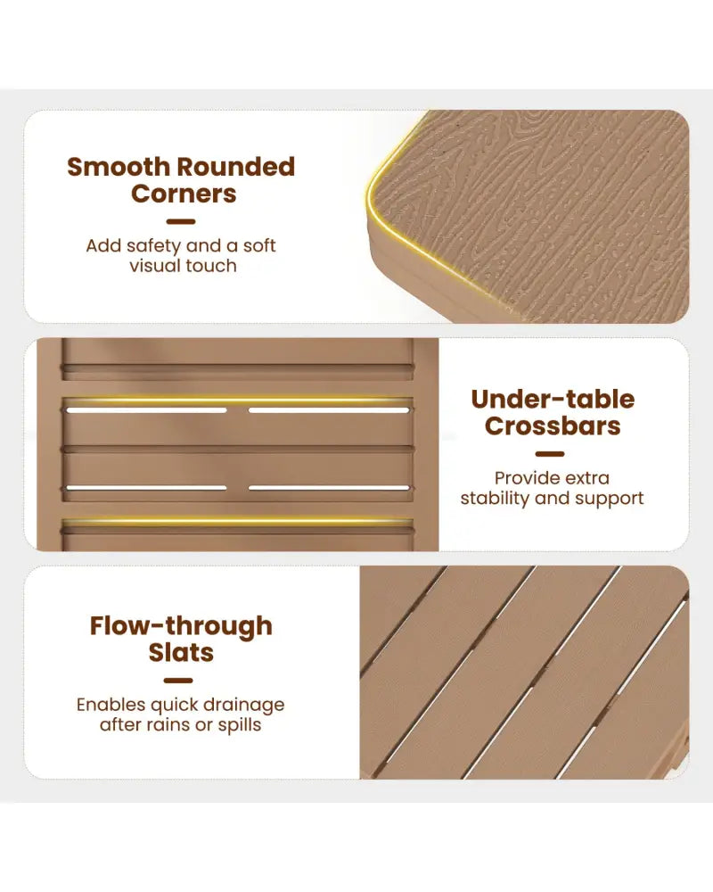 18 Inch Outdoor Adirondack Side Table with Slatted Surface-Brown - Brown - Patio Coffee Tables