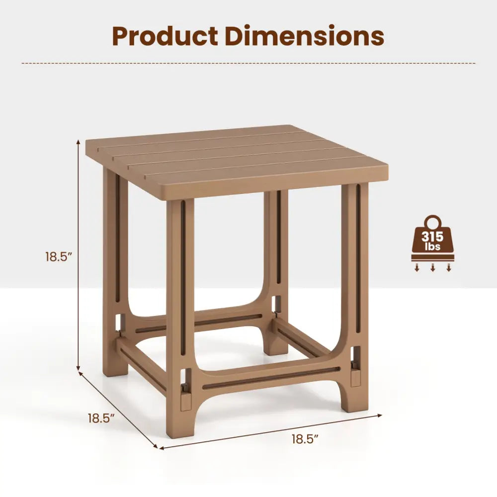 18 Inch Outdoor Adirondack Side Table with Slatted Surface-Brown - Brown - Patio Coffee Tables