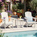 18 Inch Outdoor Adirondack Side Table with Slatted Surface-White - White - Patio Coffee Tables
