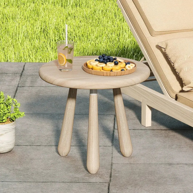 18 Inch Outdoor Mahogany Wood Side Table with Thickened Board Costway