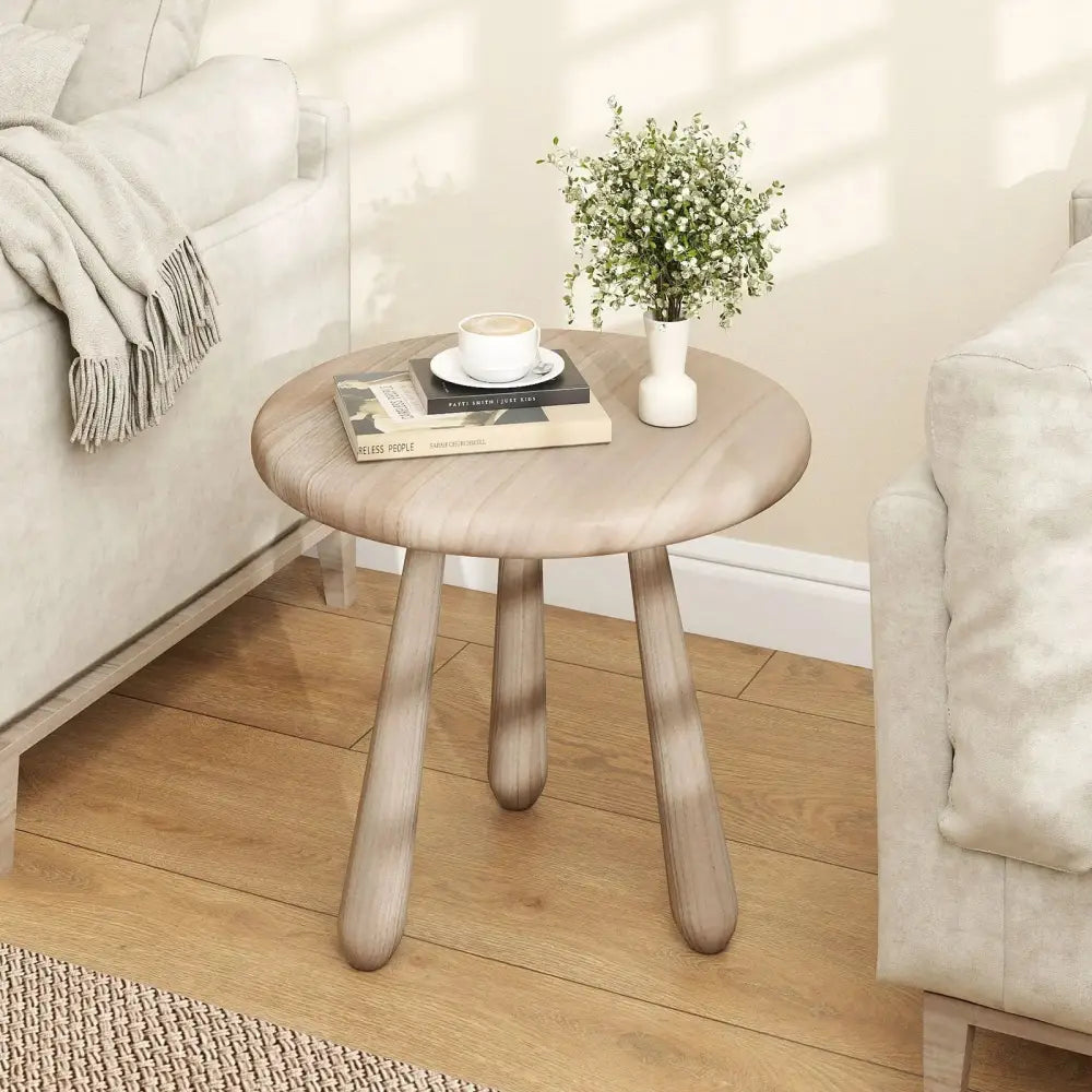 18 Inch Outdoor Mahogany Wood Side Table with Thickened Board Costway