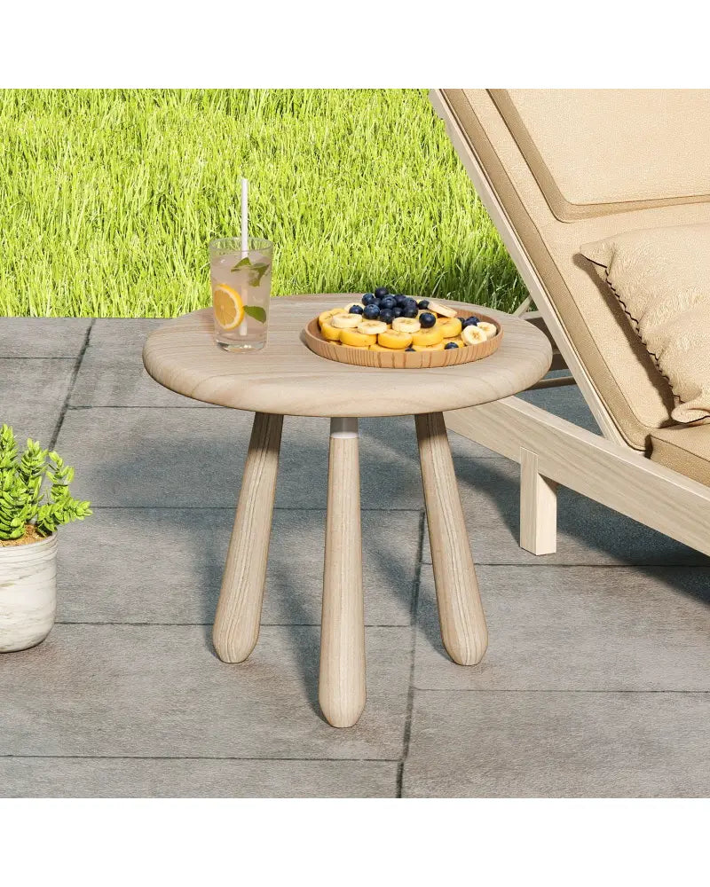 18 Inch Outdoor Mahogany Wood Side Table with Thickened Board - Natural - End & Side Tables