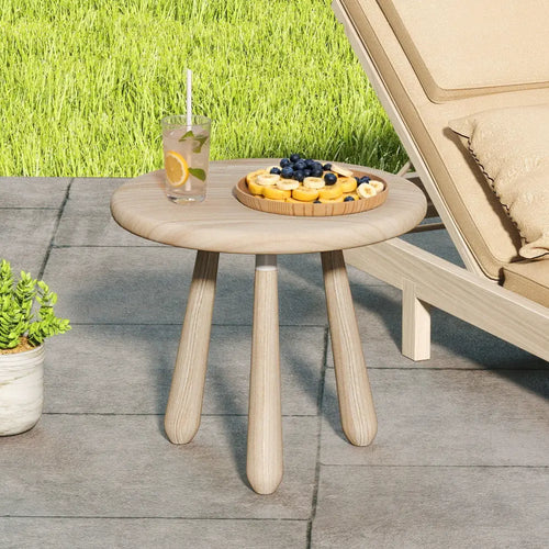 18 Inch Outdoor Mahogany Wood Side Table with Thickened Board - Natural - End & Side Tables